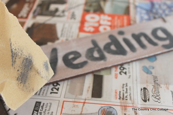 Wedding sign with sandpaper