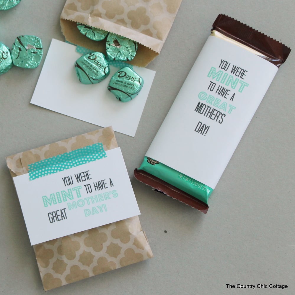 Top view of mint chocolate and printables