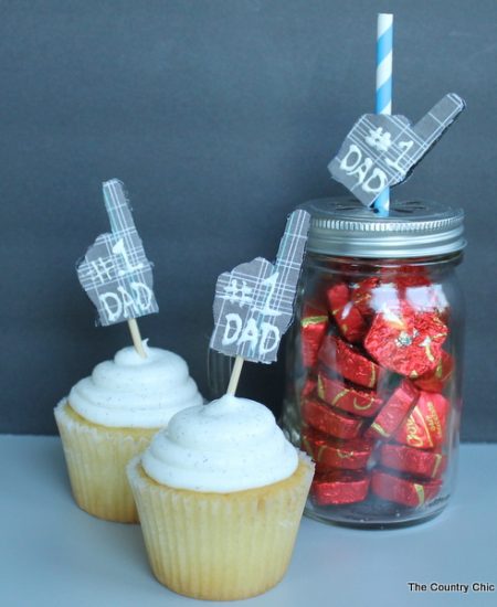 Two cupcakes and jar for kids craft Father's Day gift