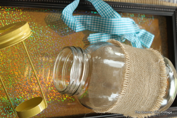 removing unwanted ribbon from a mason jar