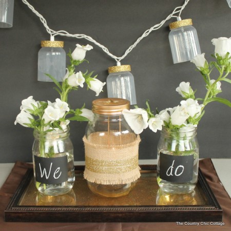 Rustic Glam Wedding Decor -- take items from the dollar store and turn them into amazing wedding decor! #dollargeneral