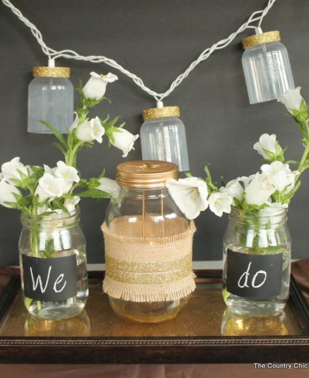 Rustic Glam Wedding Decor -- take items from the dollar store and turn them into amazing wedding decor! #dollargeneral