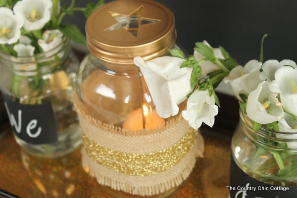 closeup of diy rustic decorations