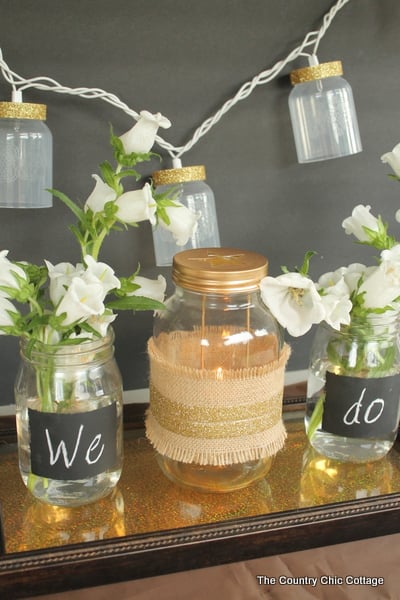 rustic glam wedding decor finished display