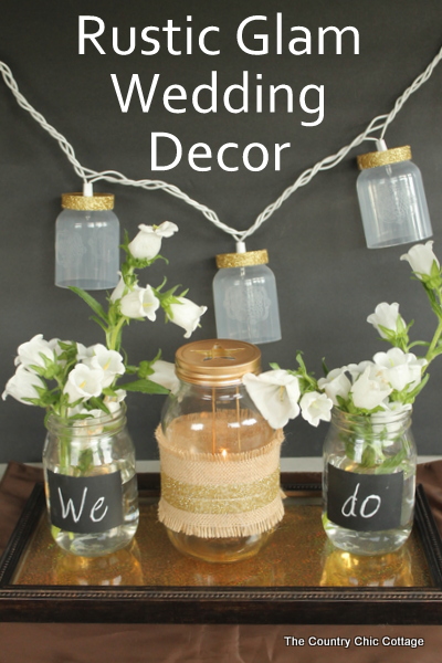 rustic glam wedding decor pin image