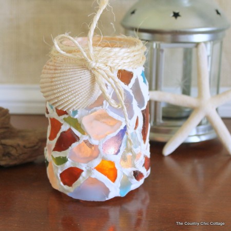 Beach Theme Glass Candle Holder