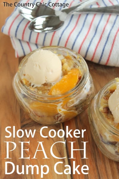 This slow cooker peach dump cake is such an easy dessert that's perfect for summer