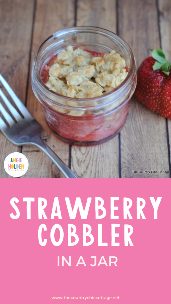 strawberry cobbler in a jar