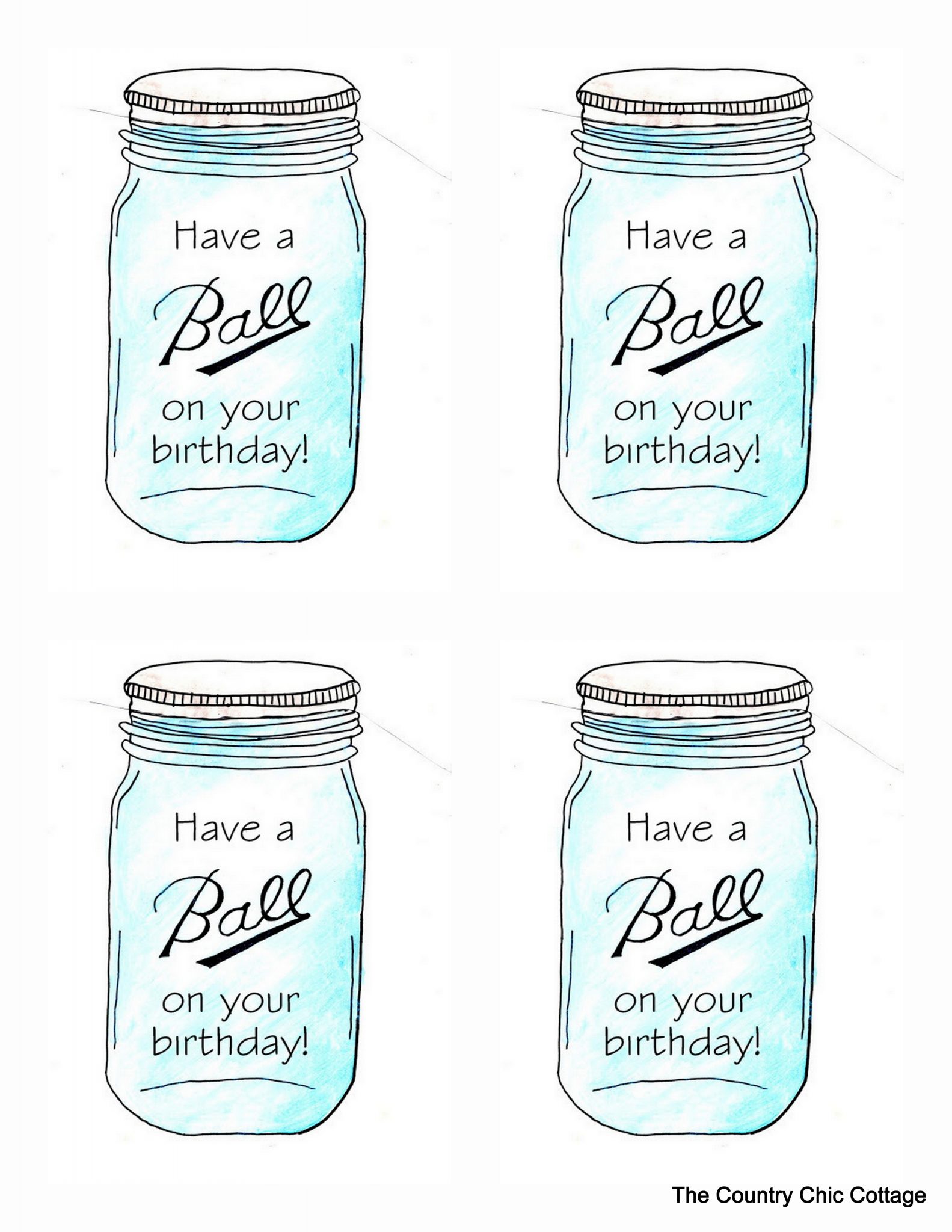 Ball Jar Printable Birthday Tags - The Country Chic Cottage