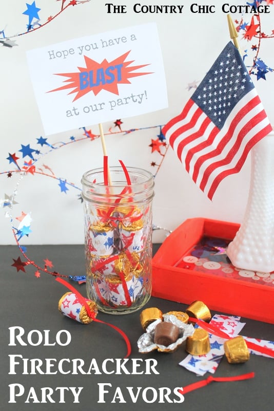 Rolo Firecracker Party Favors  -- perfect idea to give as favors at your Fourth of July party.