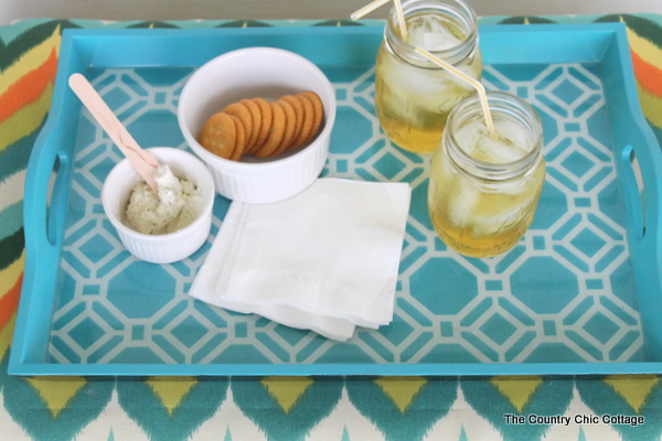 Outdoor Serving Tray with snacks