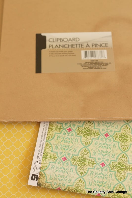 clipboard and patterned paper