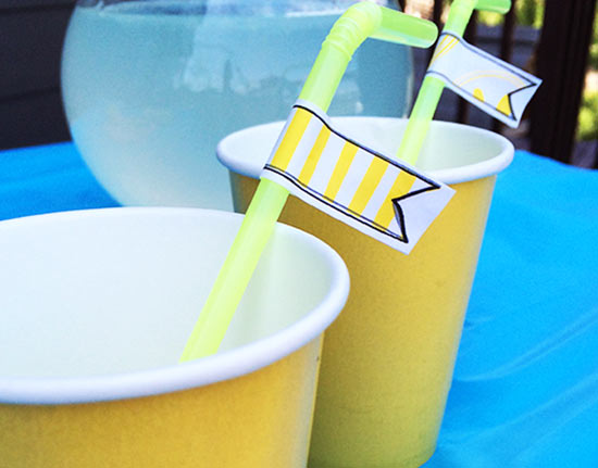 Decorate the straws with little paper flags