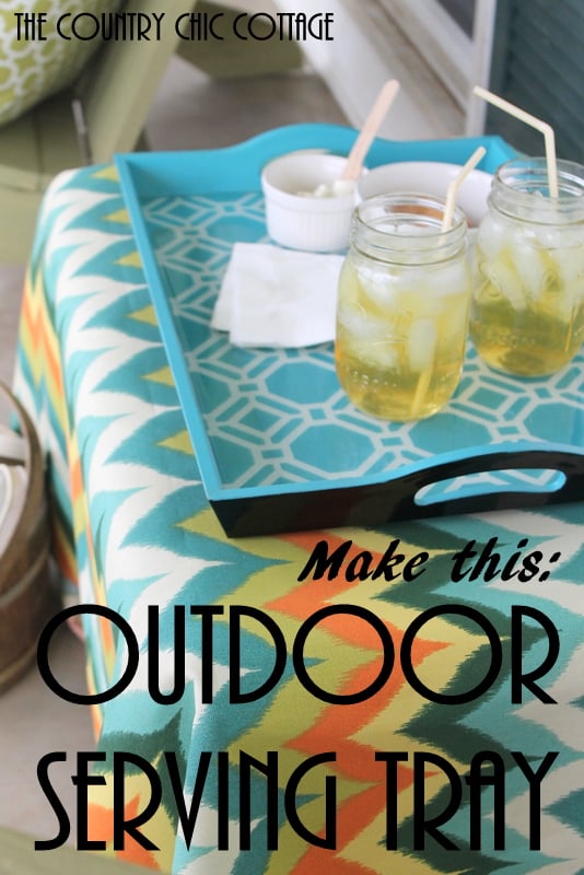 Make this Outdoor Serving Tray -- turn a thrift store tray into a fun accessory for your outdoor entertaining area with these instructions.