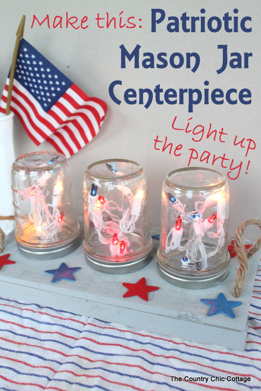 Patriotic mason jar centerpiece pin image