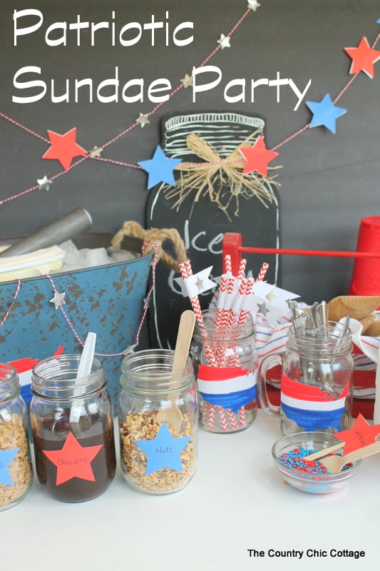 Patriotic Sundae Party -- throw a simple ice cream party with these fun ideas.  Perfect for summer or the Fourth of July.