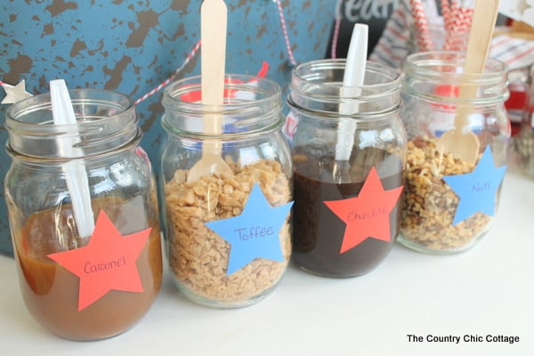 toppings for ice cream in mason jars