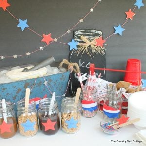 Patriotic Sundae Party -- throw a simple ice cream party with these fun ideas. Perfect for summer or the Fourth of July.