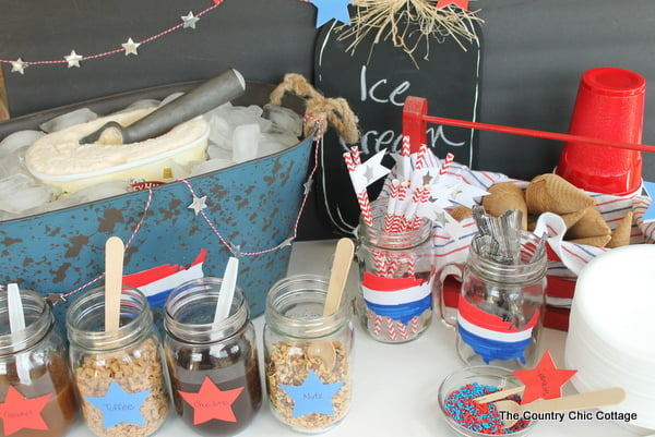 Patriotic Sundae Party set up