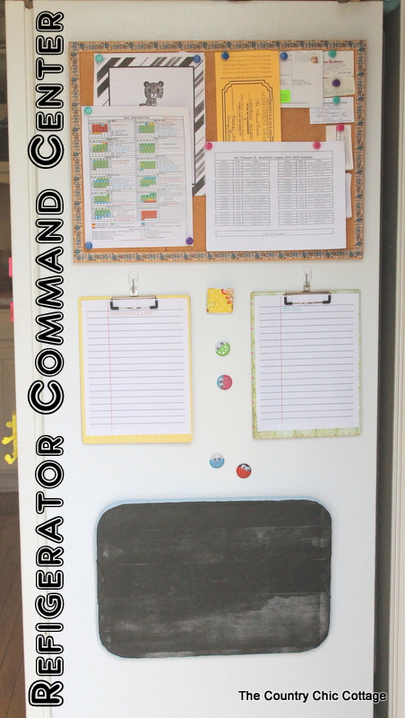 DIY family command center on the fridge