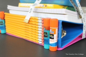 School Supplies Tower Teacher Gift -- make this fun gift for back to school. Every teacher needs school supplies!