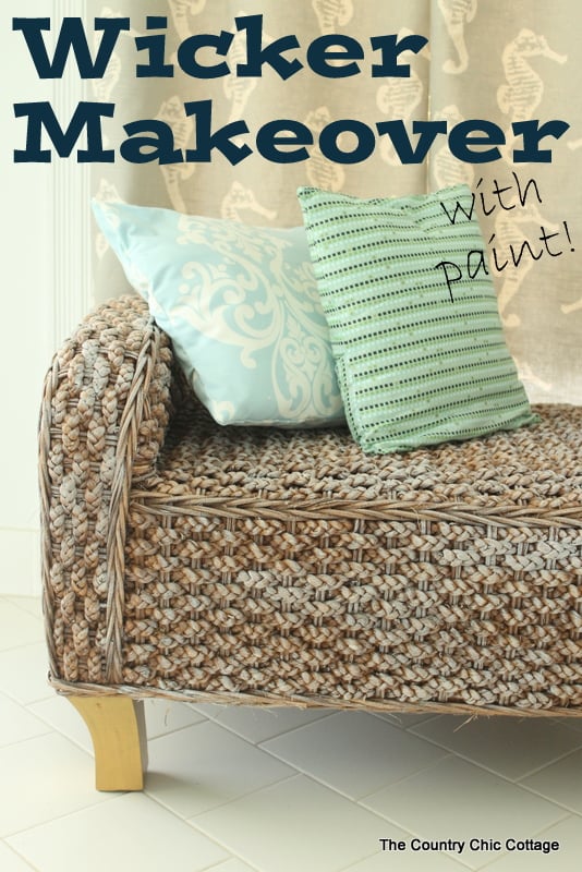 Wicker Makeover with paint -- add paint to wicker to give it a fun new look that will fit in with your home.  See how this bench looked before and after the paint treatment.
