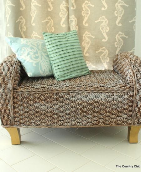 painted wicker bench