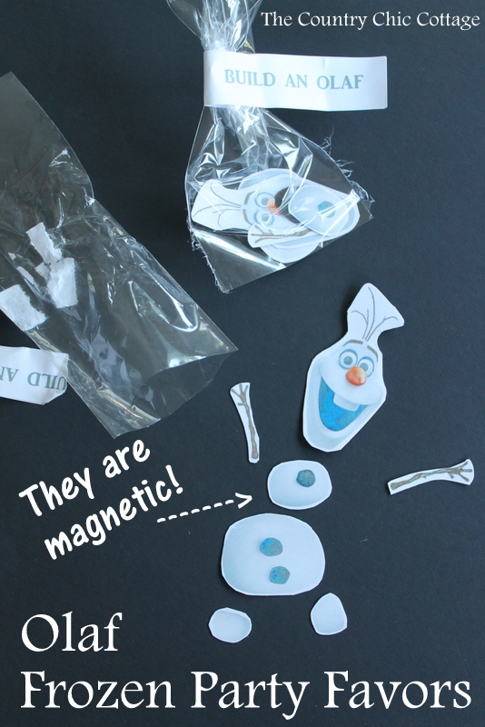 Olaf Party Favors -- quick and easy way to make magnetic Olaf pieces so the kids can build their own Olaf!