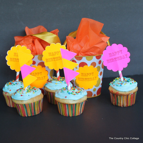 Cupcake Toppers with Labels -- two different ways to make cupcake toppers with labels plus ways to use those labels in other elements of your party!