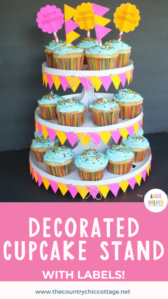 DIY cupcake stand with labels