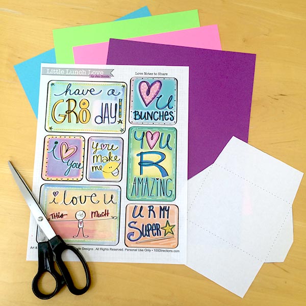 Printable love notes and your own colored cardstock