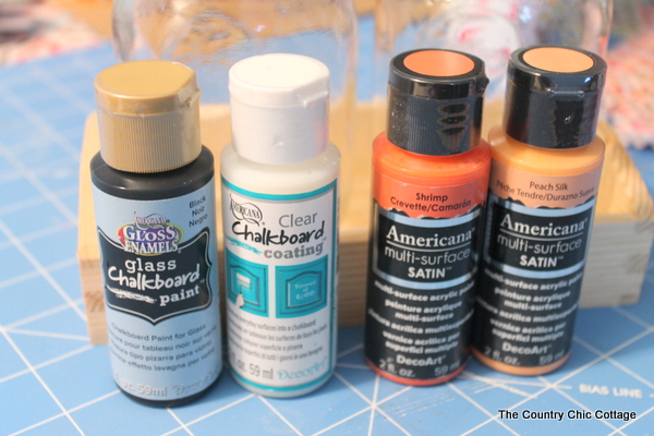4 bottles of paint for DIY desk organization