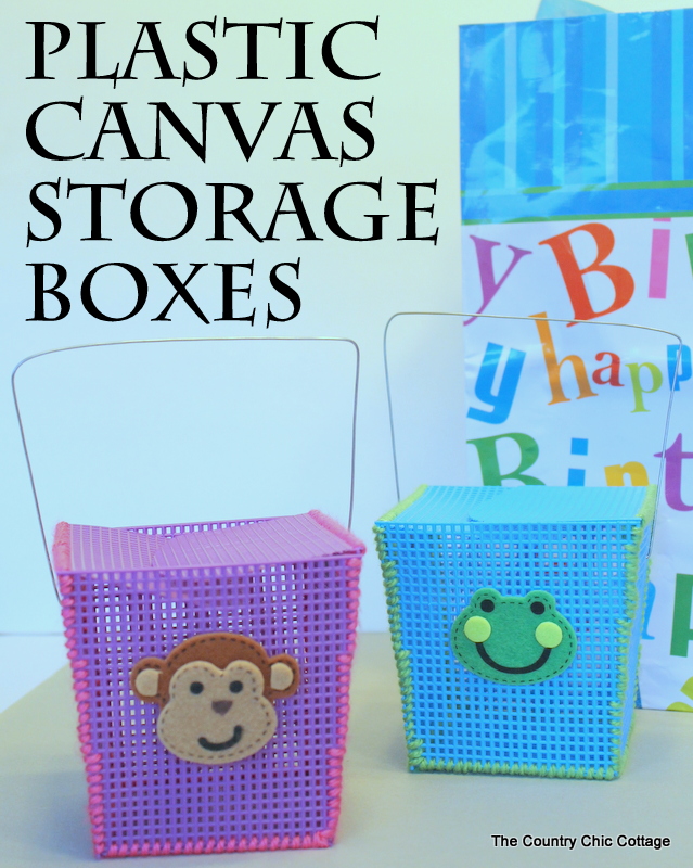 Plastic Canvas Storage Boxes -- a great craft for kids at summer camp or anytime of the year.  Helps to teach basic sewing skills as well.