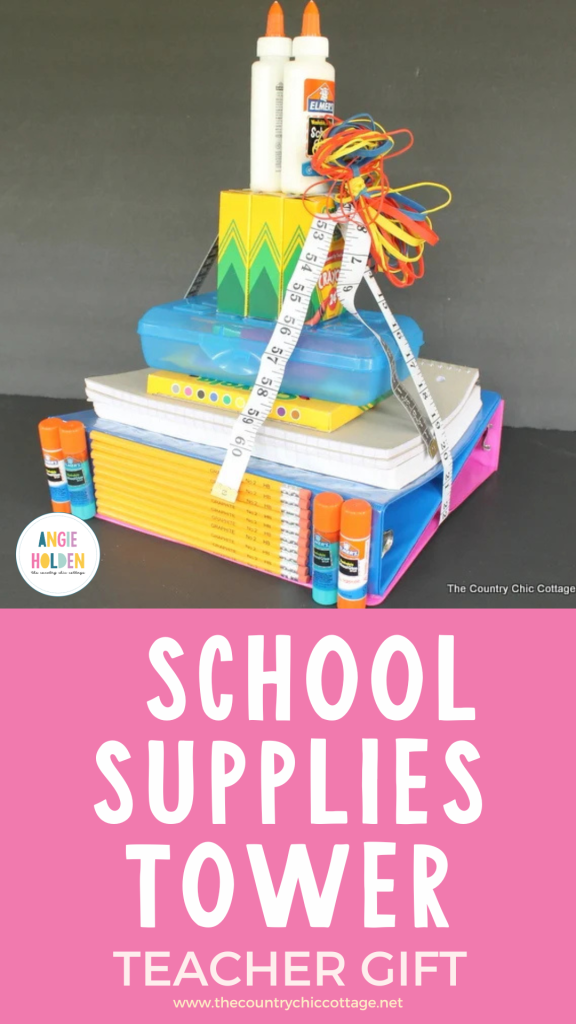 school supplies tower teacher gift