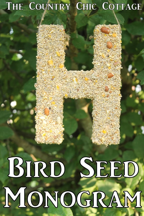 Bird Seed Monogram -- a fun craft project that the kids will love.  Make this bird feeder together then watch the birds!