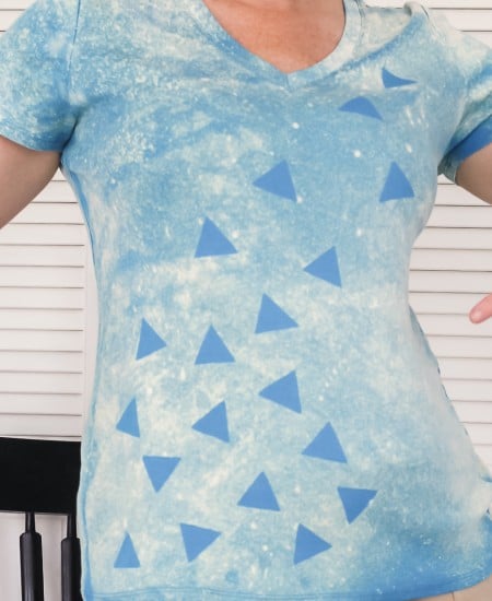 bleach splatter shirt with triangle shapes