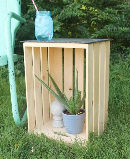 Crate Side Tables Four Ways -- four ways to use crates to create side tables indoors or out!
