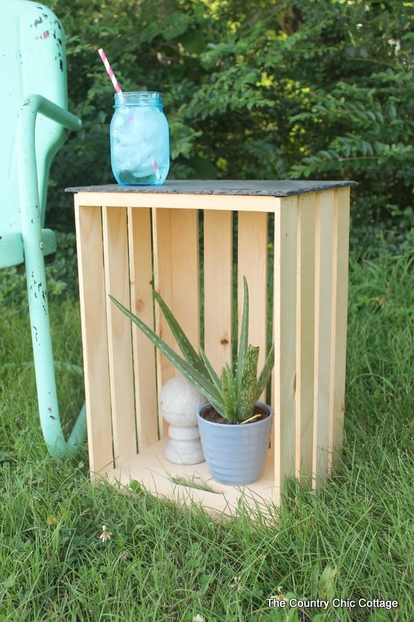 Crate Side Tables Four Ways -- four ways to use crates to create side tables indoors or out!