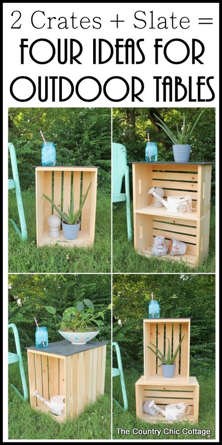 Crate Side Tables Four Ways -- four ways to use crates to create side tables indoors or out!