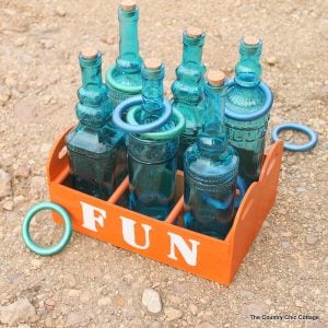 Make your own ring toss game -- a fun outdoor game that you can make for your kids.