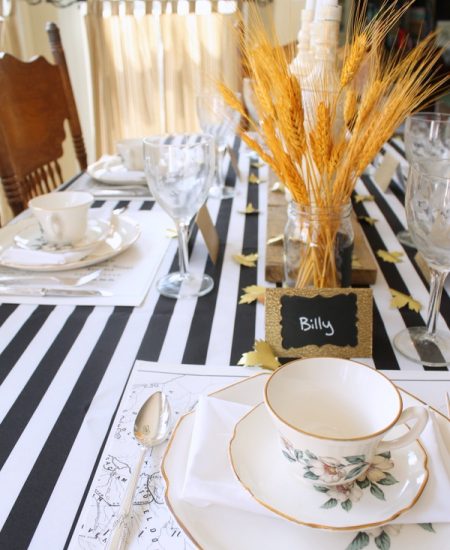 Fall Tablescape Ideas -- Great ideas from bloggers using awning stripe tablecloths.