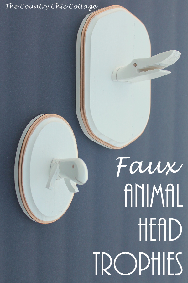 Faux Animal Head Trophies -- a craft tutorial on making your own whimsical animal heads from wood toys.