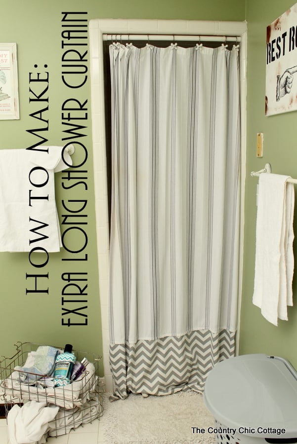 How to Make an Extra Long Shower Curtain -- add length to your shower curtain so it goes all the way from floor to ceiling. A great project to fix those curtains that are too short.