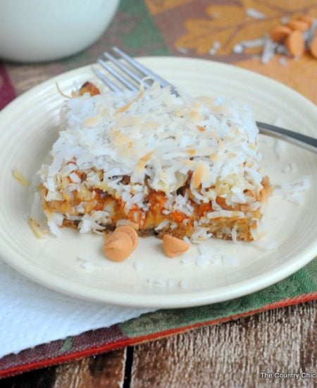 Pumpkin Magic Bars Recipe -- pumpkin with butterscotch and more! Super easy recipe!