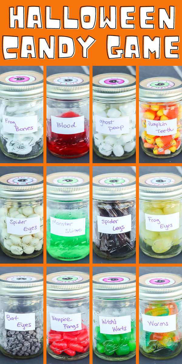 Make a Halloween candy game in minutes with this easy idea! A trick or treat game is a great way to celebrate at home! #trickortreat #halloweengame #halloween #masonjars
