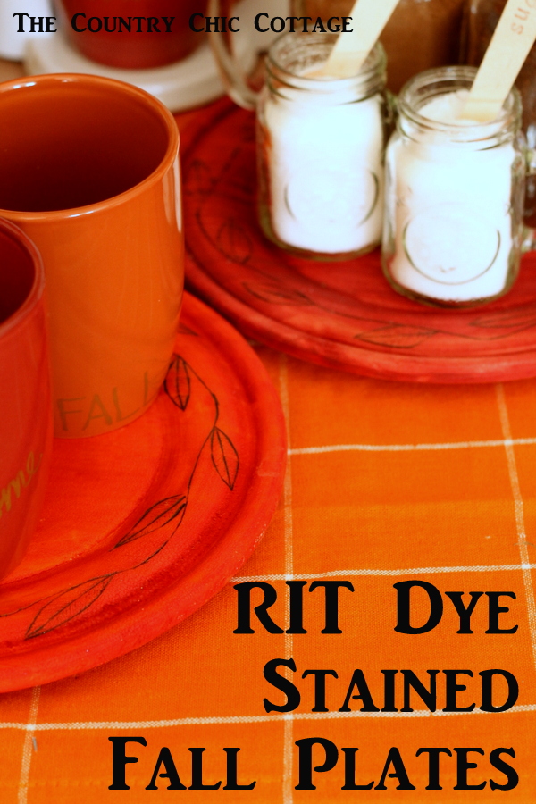 RIT Dye on Fall Plates -- RIT dye will stain wood!  Use it to make these fun plates in fall colors!