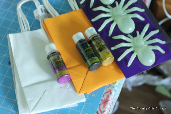 supplies to make DIY halloween gift bags