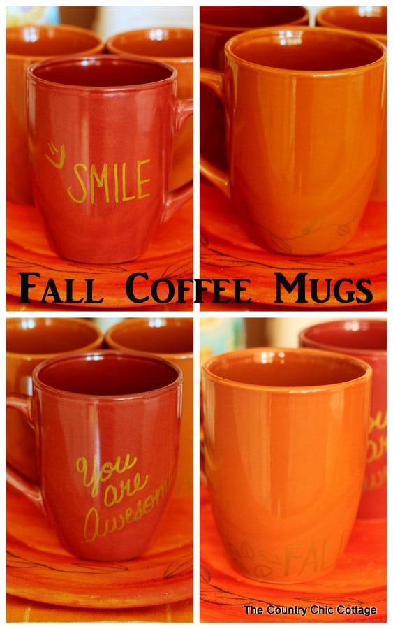 Fall Coffee Mugs -- use a simple paint pen to make fall themed coffee mugs in minutes!