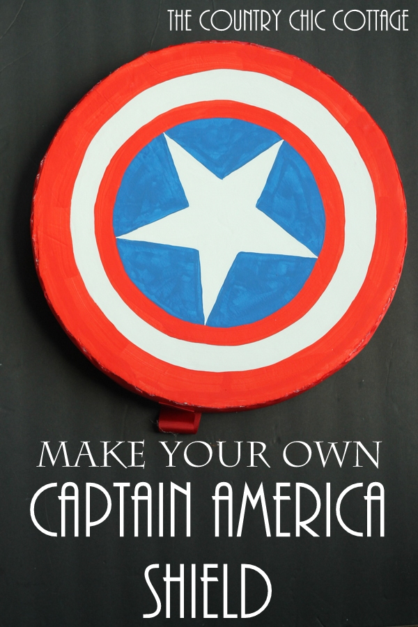 Make your own Captain America shield -- a wreath form and some poster board can be easily turned into a Halloween costume accessory!