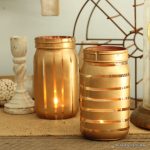 Metallic Painted Jars -- use rubber bands for masking and make these fun painted jars!